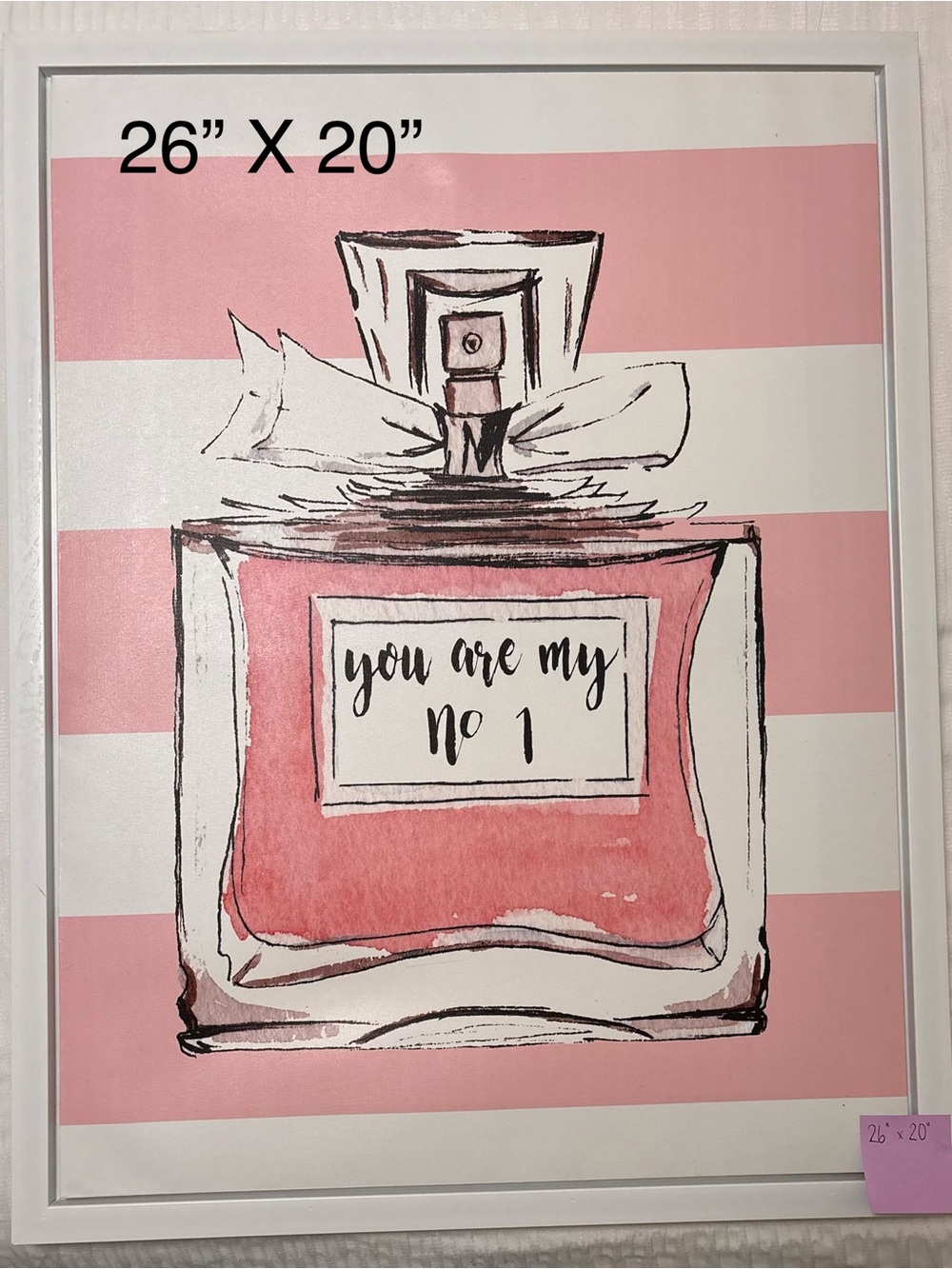 Pink Striped Perfume Bottle Wall Art - "You Are My No 1"